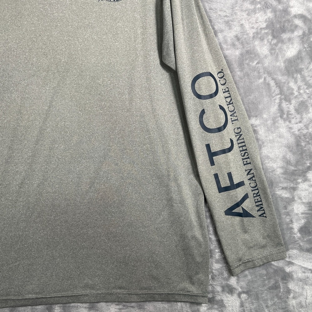 AFTCO Samurai Sun Protection Hoodie Mens Large Gray Pullover Stretch Fishing - Picture 3 of 11